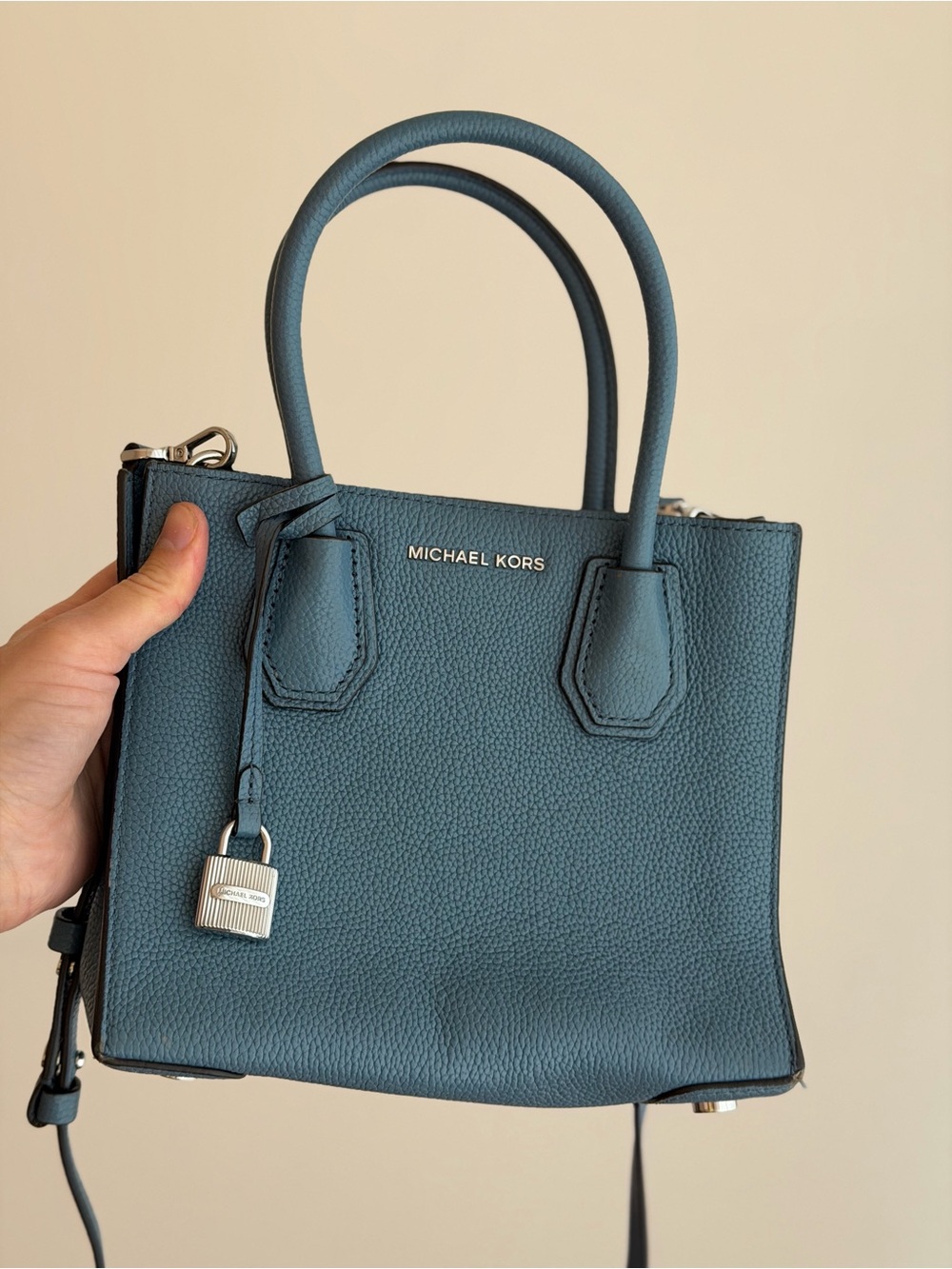 Michael Kors Pebbled Leather Satchel in Teal Blue